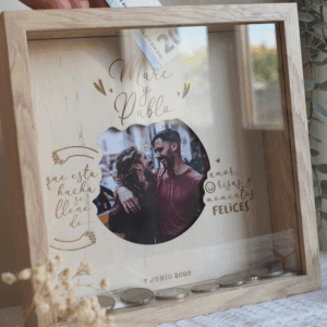 Hucha Personalizada para Regalo de Boda – Nombres de los Novios y Mensaje Especial