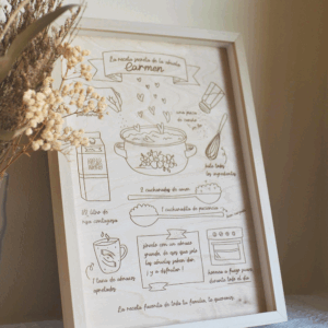 Cuadro personalizado Receta de la Abuela en madera con dedicatoria personalizada