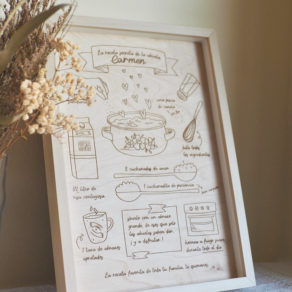 receta de la abuela personalizada Cuadro personalizado Receta de la Abuela en madera con dedicatoria personalizada